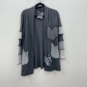 Cyndi Buck Design Upcycled Cashmere Heart Knit Cardigan Sweater Womens size S/M